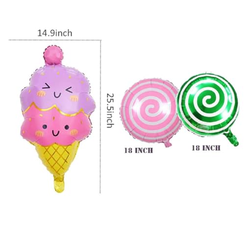 Image of ARV ZONE Sweet Donut Balloons, Ice Cream Foil Balloons, Candy Birthday Party Decorations Girls Kids Birthday Baby Shower,Birthday Balloons, Donut theme birthday decorations (Icecream 8th)
