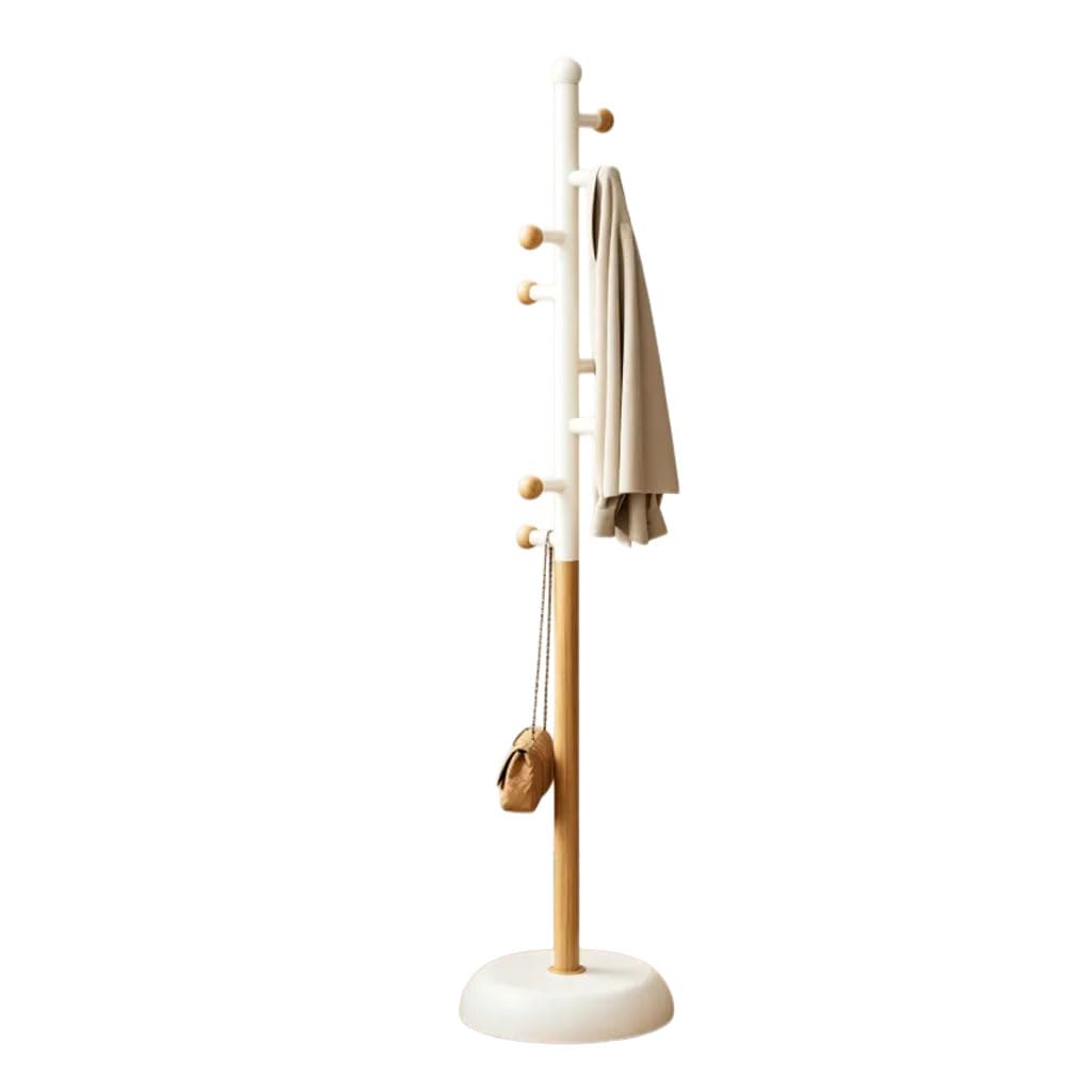 HRGKLMN Modern Coat Stand Freestanding Wardrobe Stand Metal with Multiple Ball Hooks, Minimalist Coat Rack, Sturdy Coat Hanger Stand for Home Apartment Office,White