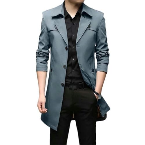 Trench classique pour homme coupe longue décontractée unie pour le printemps et l'automne