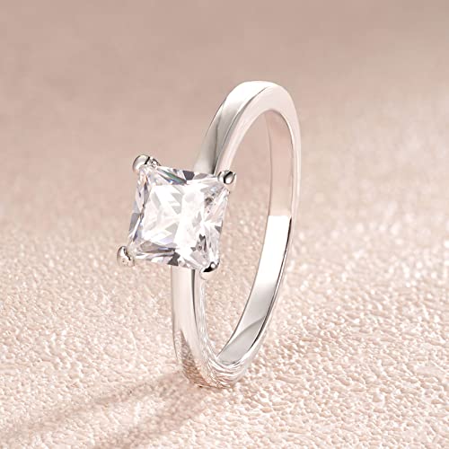 SHELOVES Solitaire Princess Cut Cubic Zirconia Wedding Engagement Rings for Women 925 Sterling Silver Sz 5-103