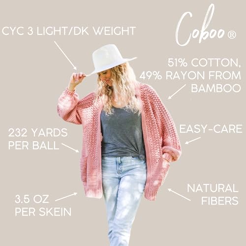 Image of Lion Brand Yarn, Coboo Cotton Blend Crochet Yarn, Pinot Noir, Red, 1 Pack