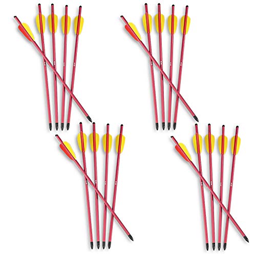 KingsArchery Crossbow Arrows Aluminum 17 inch (20 Pack) Long Arrows Set in Metallic Blue and Red for Hunting Crossbow Pistol Precision Target Arrow + KingsArchery Tech Support & Warranty