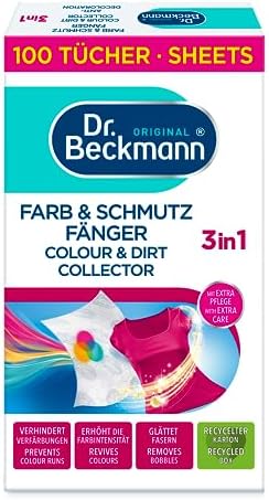 Dr. Beckmann Farb- & Schmutzfänger XXL | Verfärbungsschutz | 100 Tücher | Farbpflege-Effekt | Glättet Fasern | Gegen Grauschleier | Ultra-absorbierendes Tuch