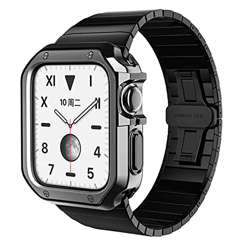 Bracelet en acier inoxydable anti-choc avec boîtier intégral 42 mm noir