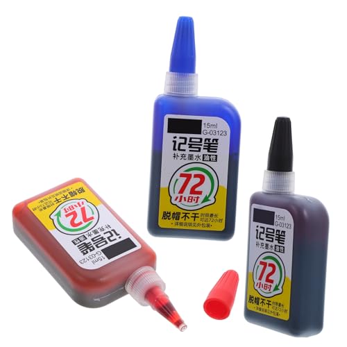 VILLFUL 3個油性マーカー用補充インク 色 黒 青 赤 耐候性 の顔料インク 屋外耐久性 スムーズな書き心地でアーティスト 木工職人向け