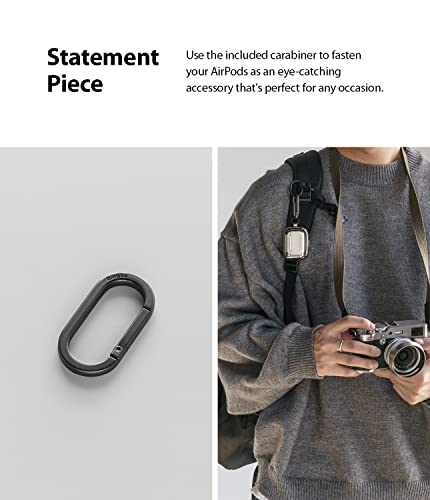Ringke Stainless Steel Case Compatible With Airpods Pro, Premium Gloss Stainless Steel Cover With Inner Protective Film, Keychain Carabiner #TOP5