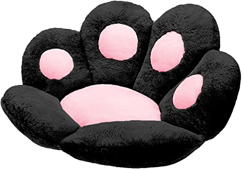 LANPEW Coussin pour Pattes de Chat Coussin de siège Mignon Coussin pour Chaise canapé Paresseux Décoration extérieure Plancher Chaud Coussin Tapis Chaud Doux pour la Peau (70x70cm, Le Noir)