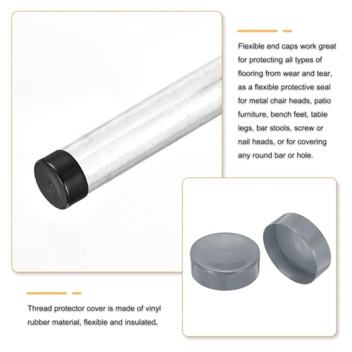 Image of uxcell 2pcs Rubber End Caps 170mm(6 11 /16 Inch) ID x 80mm(3 1 /8 Inch) H Vinyl Round Tube Bolt Cap Cover Screw Thread Protectors Light Gray