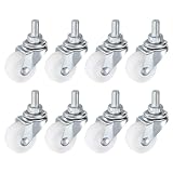 PATIKIL 1.2 Inch Stem Casters, 8 Pack Wire Shelf Caster Wheels Threaded Swivel Stem Wheels Wire Shelving for Rolling Cart Cart Wheels Furniture Replacement, White