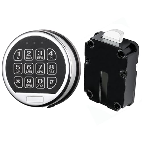 Electronic Safe Lock Gun Safe Lock Replacement with Swing Bolt Lock, Chrome Digital Keypad High Security Fireproof Safe Box