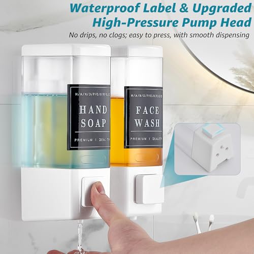 Image of Shampoo and Conditioner Dispenser for Shower, 2 Chamber, White