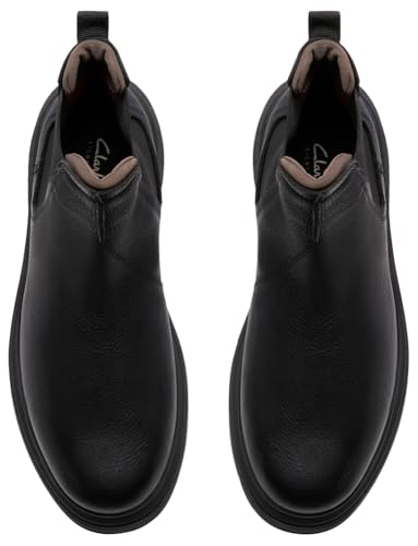 Clarks Homme Badbury Easy Bottine Chelsea, Cuir Noir, 42 EU