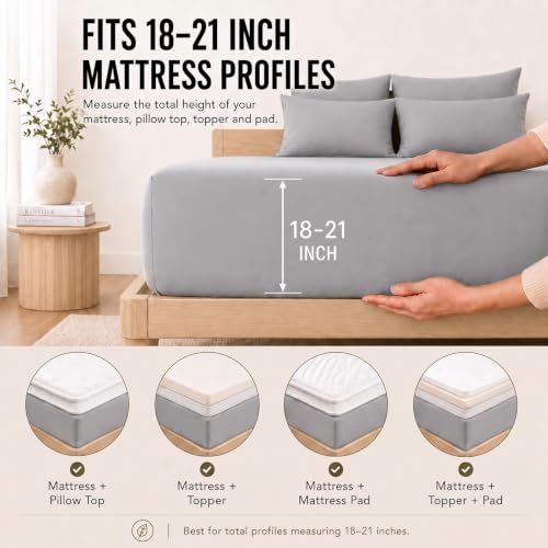 Image of CozyLux 6-Piece King Size Sheet Set, Fits 18-21 Inch Mattresses, Oeko-TEX