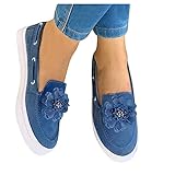 SALIFUN Canvas Shoes for Women,2021 Fashion Comfy Platform Colorblock Sneaker Shoes Casual Slip On Summer Daily Travel Loafer
