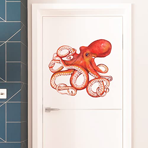 Vinilo Decorativo Pulpo Rojo Adhesivo Para Pared miniatura 3