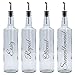FLASCHE Olivenöl Rapsöl Sonnenblumenöl Essig 4x 1 Liter Flaschen Spender Set mit Edelstahl-Ausgießer und Beschriftung