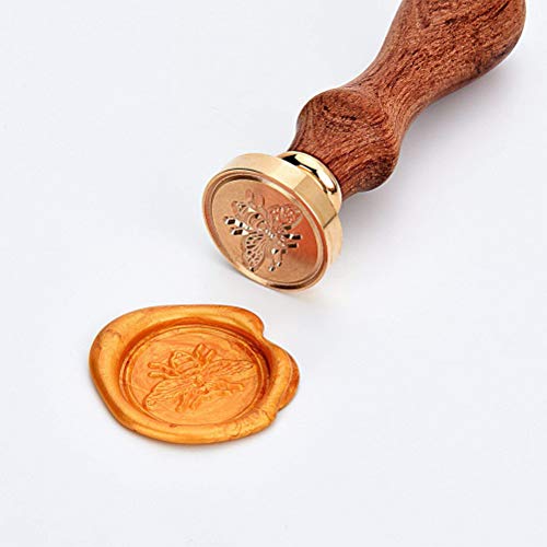 WOWOSS Wax Seal Stamp Set, 6 Pieces Sealing Wax Stamps Copper Seals and 1 Piece Wooden Hilt, Vintage Classical Wax Stamp Kit for Holiday Decorations, Postcards, Invitations, Gift