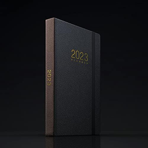 TDOLISSTE - Academic Diary 2023 Day to Page A5 Planner (365-page Daily Plan and 24-Page Monthly Plan), Pen Loop and Inner Pocket, Hardback Cover Black