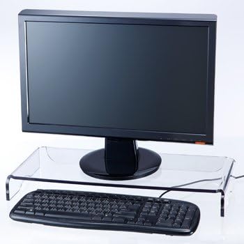 Heavy Duty Clear Acrylic Monitor Stand with Keyboard Storage