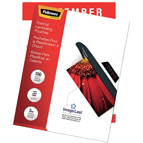 Fellowes Thermal Laminating Pouches, Imagelast, Jam Free, Letter Size, 5 Mil, 100 Pack (52040) #TOP2