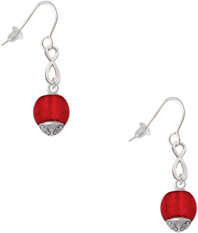 Delight Jewelry 12mm Roller Glass Spinner Silver-tone Infinity French Earrings