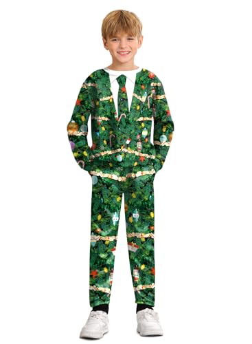 Image of BesserBay Boys Funny Ugly Christmas 2 Piece Set with Graphic Sweatshirt and Pants 4-14 Years