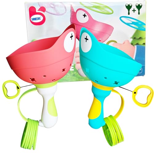 SUHEEUS Disc Launcher Toy Kids Yard Flying Spinner Fairy Hover Helicopter Propeller Toy Outdoor Capture Catching Chasing Game Gift for Boy Girl Age 4 5 6 7 8 9 10 (red, 1 Pack)