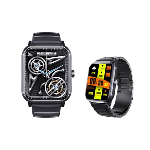 Wizvox 2025 Relojes Inteligentes Mujer - 𝐀zúc𝐚𝐫 En 𝐒𝐚𝐧g𝐫e 1.9' Reloj Pulsometro Hombre Notificaciones Inteligentes Monitor Cardíaco Entrenamiento Y Deportes F330604,BlackSteel