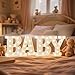 Pooqla BABY Marquee Light Up Letter Set, Warm White Glowing Letters for Baby Shower Girl Boy Birthday Party Backdrop, LED Light Up Letter for Gender Reveal Wedding Bedroom Nursery Table Wall Decor