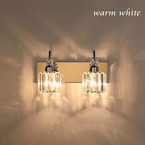 Image of Ralbay Modern Bathroom Vanity Light - 2-Light Crystal Wall Fixture for Bathroom