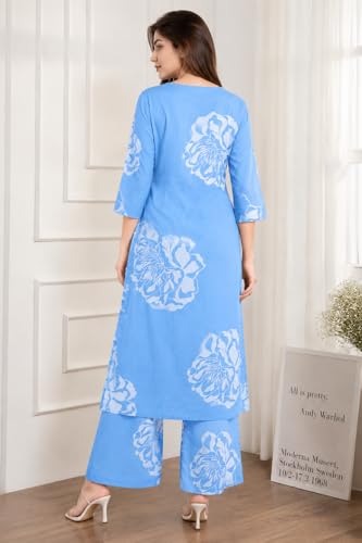 Image of Celary Women's Kurtas & Kurtis|Printed Straight Kurti with Palazzo Pants|Ethnic Kurti Set for Woman|Casual Suit Set for Women with Size S to 3XL|Stylish Dress for Woman