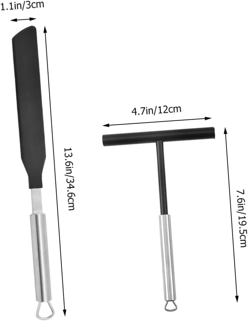 Cabilock 2sets Crepe Spreader and Spatula Kit Ergonomic Stainless Steel Pancake Making Tools for Effortless Cooking and Presentation for Home Chefs and Kitchen Essentials image 2