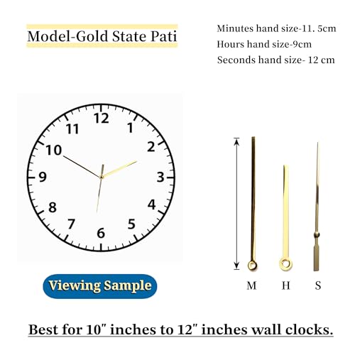 Image of Glossy Gold Metal Clock Hands Replacement Set - Modern Metallic Golden Needles for DIY Wall Clock Making, Resin Art & Crafts (Set of 1) (State Pati Gold)