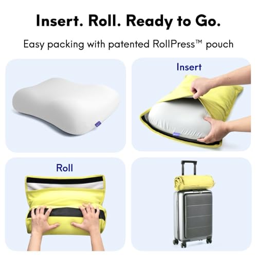 Image of Cushion Lab Travel Deep Sleep Pillow - Compact Memory Foam Neck Pillow for Sleeping, Portable Pillow for Hotels, Camping, Side & Back Sleepers, On-the-Go - Spark
