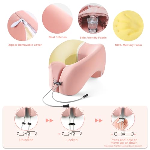 image for jiaao Neck Pillow Airplane, Memory Foam U-Shaped Travel Pillow, Long F