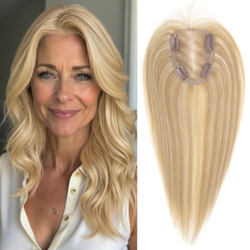 Uaismewow Blonde Women Human Hair Toppers 100% Remy Human Toppers