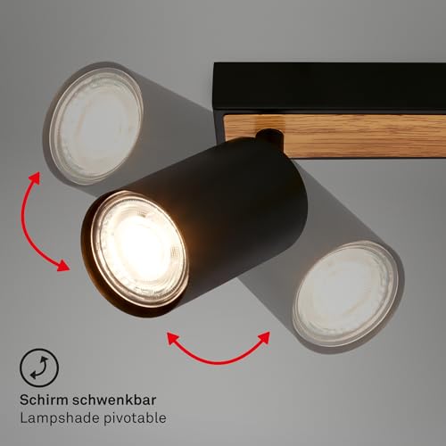 Briloner - Plafonnier orientable, douille GU10, max. 9 W, plafonnier, lampe, lampe de salon, lampe de chambre à coucher, lampe de cuisine, spot de plafond, éclairage de plafond, 25,5cm, noir-bois – vue 3