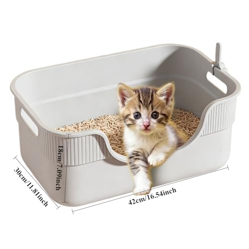Arenero abierto para gatos y gatitos de lados altos 16.54''x11.81''x7.09'' miniatura 2