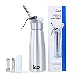 ICO Aluminum Whipped Cream Dispensers, Premium Cream Whipper for Homemade Whipping Cream - 500ml (1-Pint) Whipped Cream Maker for Desserts, Mousses & Culinary Creations