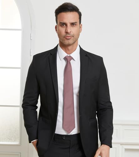Image of DecTwig Men's Ties Solid Color Formal Neckties 3.15 inch (8CM) Black Ties For Men