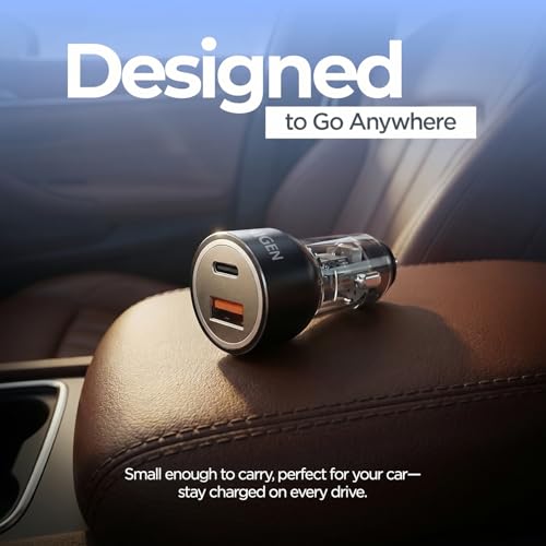 Image of UNIGEN 125W Dual Port Car Charger | 80W + 45W Fast Charging | USB-C & USB-A Car Adapter | Charging Adapter Compatible with Cars for iPhone & Android Smartphone, Smartwatch, Earbud, Power Bank (Black)