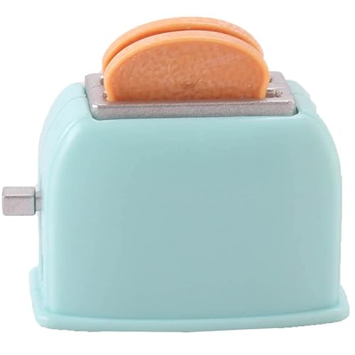 Miniature Dollhouse Kitchen Set 1:12 Decoration Waffle Maker Toaster Scale Stand Mixer Flour 10Pcs Modern Mini House Furniture Accessories Kit Pretend Play (Blue) #TOP7