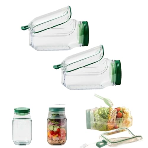 Recipiente para cápsulas de ensalada, tarro de cápsulas de ensalada abierto, ensaladas frescas portátiles con compartimento para aderezo a prueba de fugas, caja de aperitivos con tapa, adecuado para