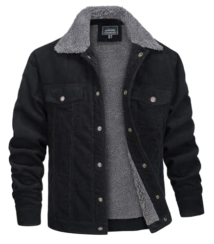 MAGNIVIT Men Corduroy Cargo Jacket Sherpa Fleece Work Jacket with