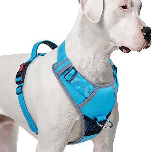 ThinkPet No-Pull Hundegeschirr, Atmungsaktiv Brustgeschirr für Kleine Mittlere Große Hunde, Einstellbar Weich Laufgeschirre Sicher Kontrolle Gepolstert Reflektierendes Sicherheitsgeschirr Cover