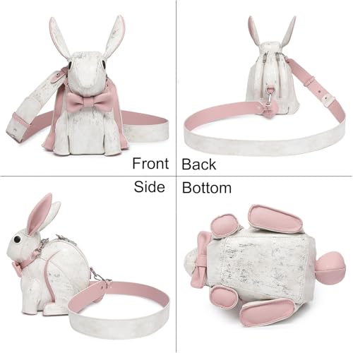 Image of Women PU Leather Unique Novelty Cute Easter Rabbit Shape Crossbody Shoulder Bag Handbag Purse for Girls