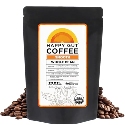 Happy Gut Coffee - Doctor-Formulated, Organic Medium-to-Dark Roast Coffee -