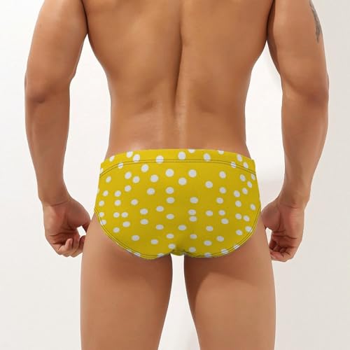 Yellow Polka-Dots Men's Swim Trunks Briefs Swimsuit Swimwear Bathing for Underwear Beach2