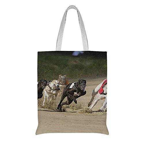 wuhandong Bolsa de lona personalizada con diseo de perro de carreras de galgos, de algodn, ideal como regalo de cumpleaos