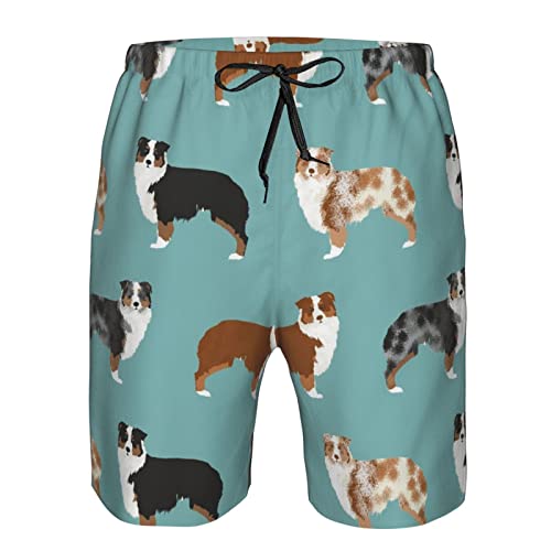 Men Comfort Cargo Short Fast Dry Adjustable Drawstring Summer Australian Shepherds Dogs Swim Trunks Large4